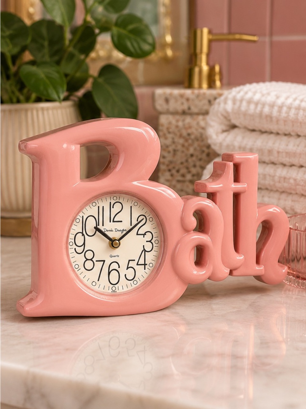 Vintage 1980s Pink BATH Quartz Wall Clock Burwood New Haven Retro Decor